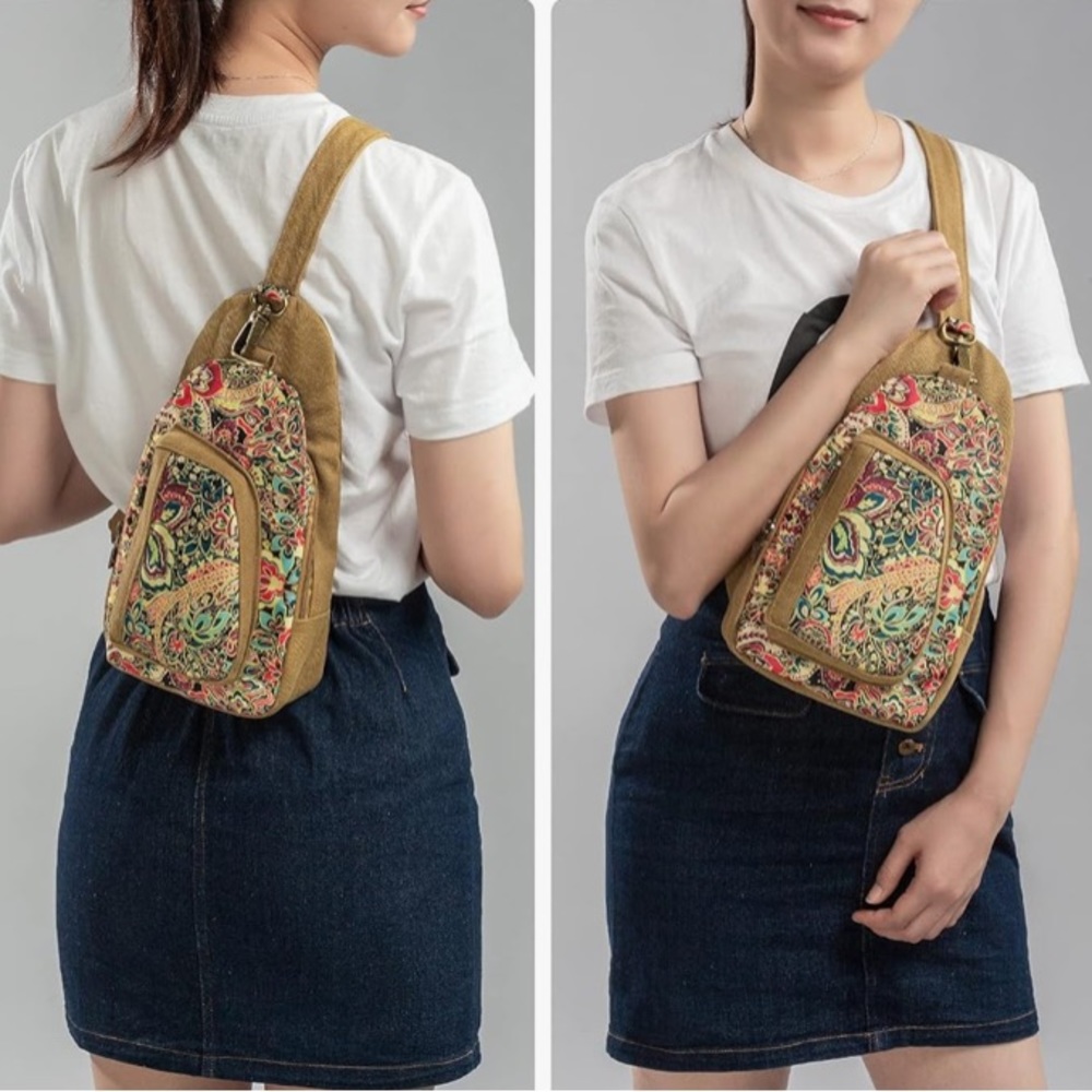 Black Butterfly Small Sling Bag Crossbody Travel Hiking Chest Daypack Backpack